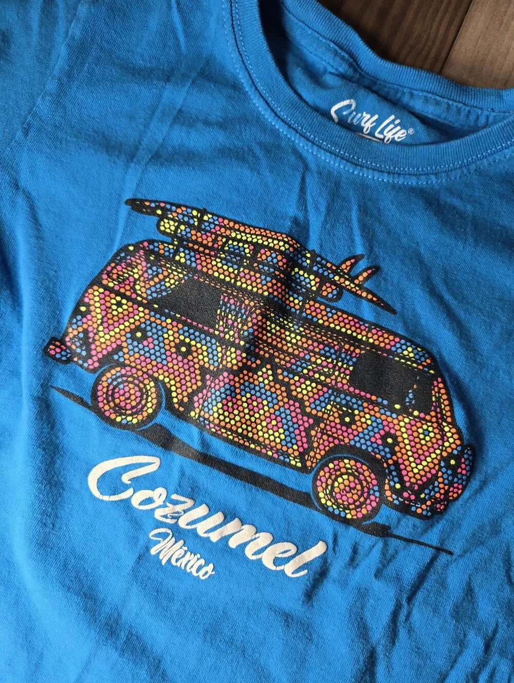 Surf Life Boys Blue Cozumel Graphic Tee Size Medium (5)